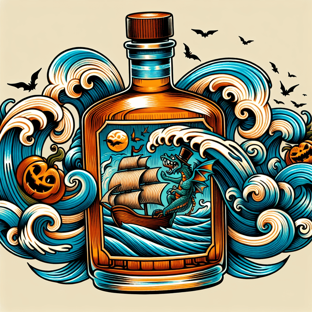 AI-generated Sailor Jerry style tattoo with a stormy sea