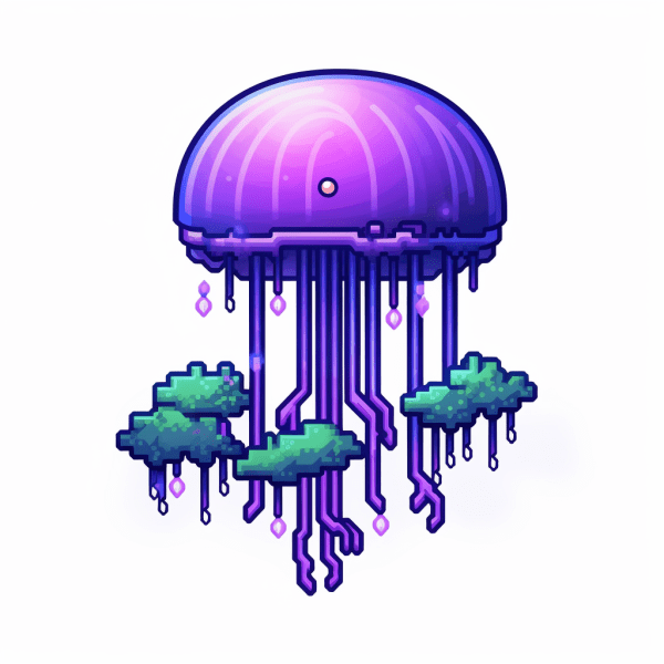 The Enchanted Forest Wizard Jellyfish Pixel Tattoo