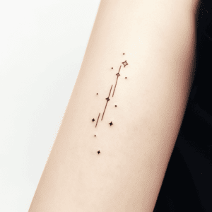 minimalism tattoo design: a small constellation with a shooting star